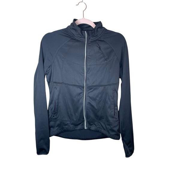 Athleta Twilight Run Jacket Womens S Stretch Zip Thumb Holes Pockets Black - Picture 1 of 13
